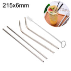 4pcs Reusable Stainless Steel Drinking Straw + Cleaner Brush Set Kit,  215*6mm, 215*6mm (Combination) - DealBuddy