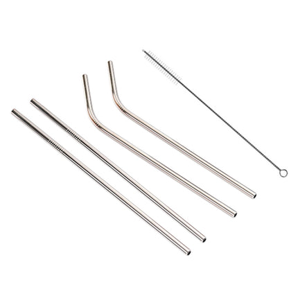 4pcs Reusable Stainless Steel Drinking Straw + Cleaner Brush Set Kit,  215*8mm, 215*8mm (Combination)