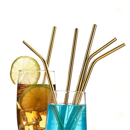 4pcs Reusable Stainless Steel Drinking Straw + Cleaner Brush Set Kit,  215*8mm, 215*8mm (Combination)