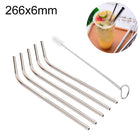 5pcs Reusable Stainless Steel Bent Drinking Straw + Cleaner Brush Set Kit,  266*6mm, 266*6mm (Bent) - DealBuddy