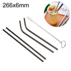 4pcs Reusable Stainless Steel Drinking Straw + Cleaner Brush Set Kit,  266*6mm, 266*6mm (Combination)
