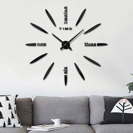 Bedroom Home Decor Large 3D Mirror DIY Wall Sticker Clock, Size: 100*100cm, 3M003 (Silver), 3M003 (Black)