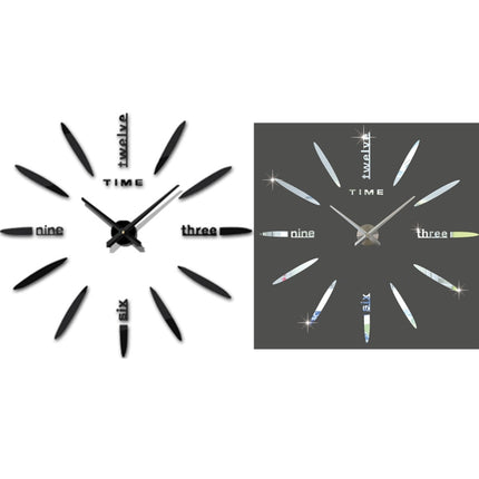 Bedroom Home Decor Large 3D Mirror DIY Wall Sticker Clock, Size: 100*100cm, 3M003 (Silver), 3M003 (Black)