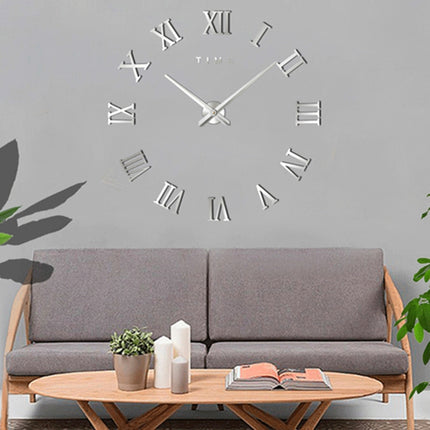 Bedroom Home Decoration Frameless Roman Numeral Large DIY Wall Sticker Mute Clock, Size: 100*100cm