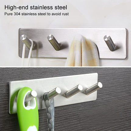 Stainless Steel Four Oblique Row Hook Bathroom Non-perforated Storage Clothes Rack