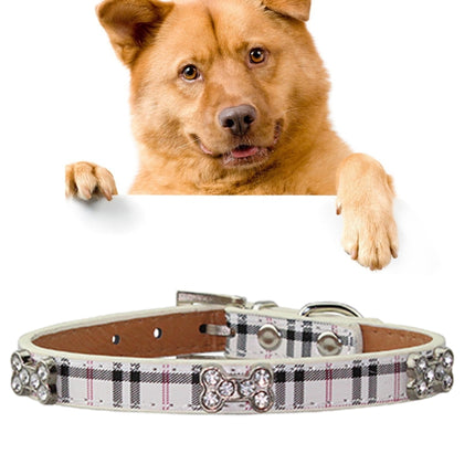 PU Leather with Bone Designs Pet Dog Collar Pet Products, Size: S, 1.5 * 37cm, Size: S - DealBuddy