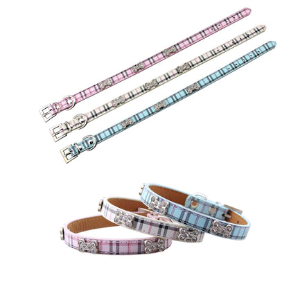 PU Leather with Bone Designs Pet Dog Collar Pet Products, Size: S, 1.5 * 37cm, Size: S - DealBuddy