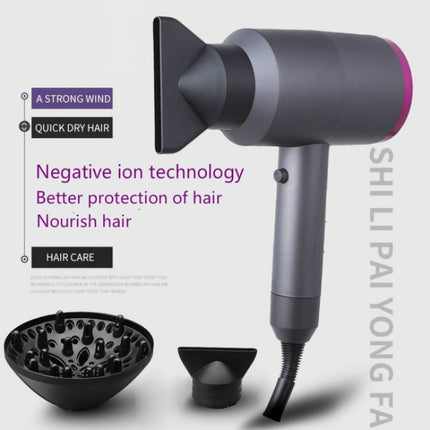 Household High-power Silent  Blow Dryer,Constant Temperature Hot and Cold Negative Ion Hair Drier, EU Plug