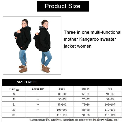 Three-in-one Multi-function Mother Kangaroo Zipper Hoodie Coat with Front Cap Size: M, Chest: 90-93cm, Waist: 70-72cm, Hip: 97-99cm
