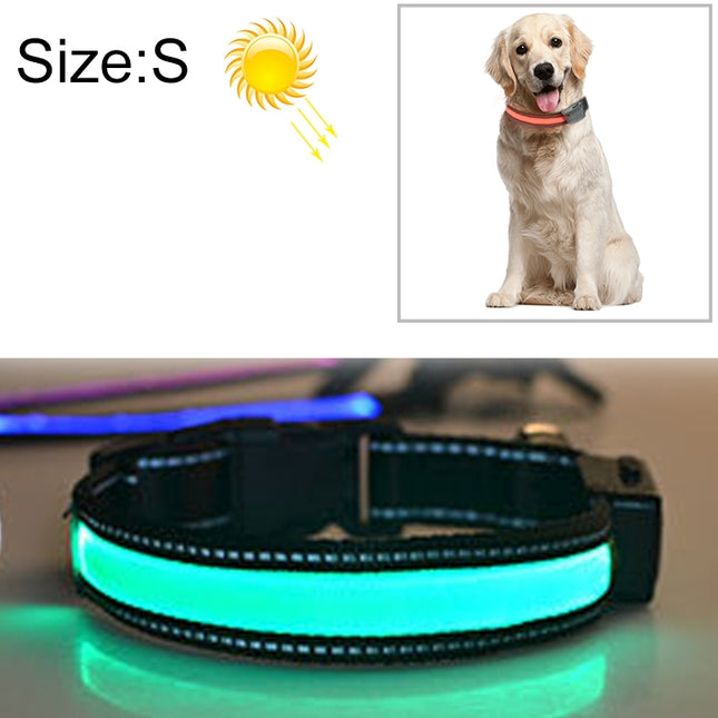 Medium and Large Dog Pet Solar + USB Charging LED Light Collar, Neck Circumference Size: S, 35-40cm, Size: S - DealBuddy
