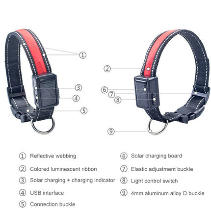 Medium and Large Dog Pet Solar + USB Charging LED Light Collar, Neck Circumference Size: S, 35-40cm, Size: S - DealBuddy