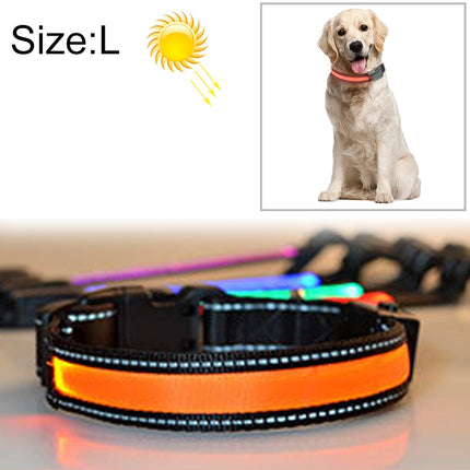 Medium and Large Dog Pet Solar + USB Charging LED Light Collar, Neck Circumference Size: L, 50-60cm, Size: L - DealBuddy