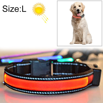 Medium and Large Dog Pet Solar + USB Charging LED Light Collar, Neck Circumference Size: L, 50-60cm, Size: L - DealBuddy