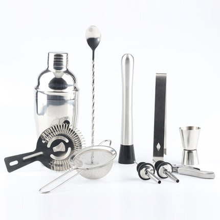 11 in 1 Stainless Steel Cocktail Shaker Tools Set with Wooden Mount, Capacity: 350ml