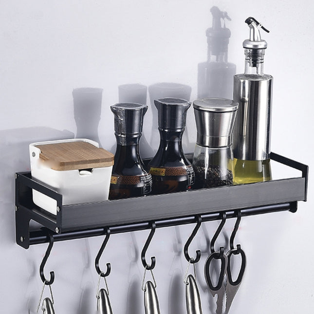 40cm 6 Hooks Kitchen Multi-function Wall Hanging Holder Seasoning Storage Rack, 40cm 6 Hooks(Black) - DealBuddy