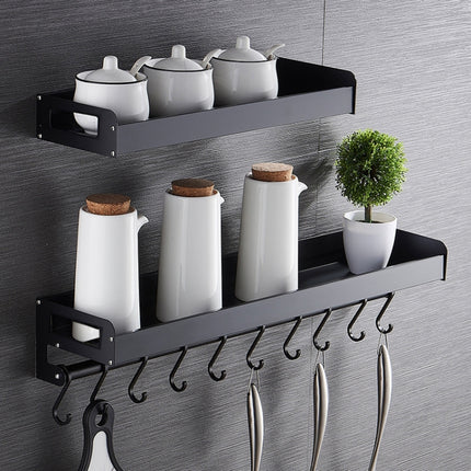40cm 6 Hooks Kitchen Multi-function Wall Hanging Holder Seasoning Storage Rack, 40cm 6 Hooks(Black) - DealBuddy
