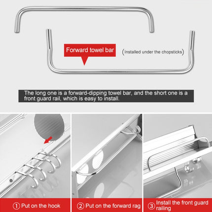 50cm 2 Cups 8 Hooks Multi-function Kitchen Punching Wall-mounted Plastic Edge Condiment Storage Rack