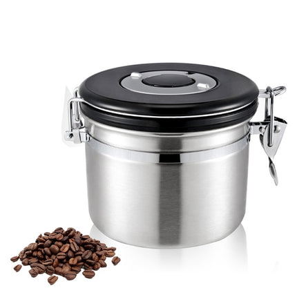 800ml Stainless Steel Sealed Food Coffee Grounds Bean Storage Container with Built-in CO2 Gas Vent Valve & Calendar - DealBuddy