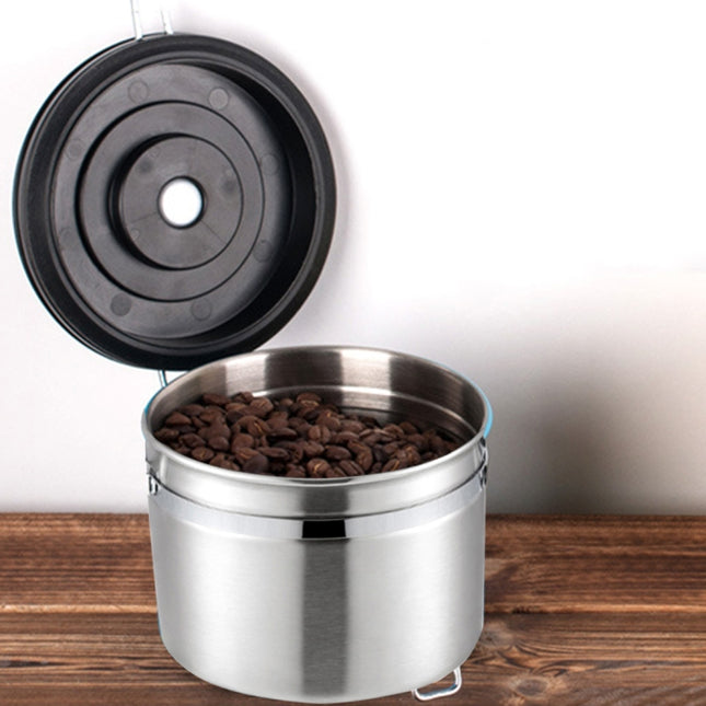 800ml Stainless Steel Sealed Food Coffee Grounds Bean Storage Container with Built-in CO2 Gas Vent Valve & Calendar - DealBuddy
