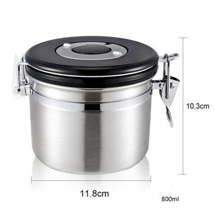 800ml Stainless Steel Sealed Food Coffee Grounds Bean Storage Container with Built-in CO2 Gas Vent Valve & Calendar - DealBuddy