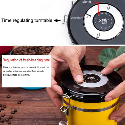 800ml Stainless Steel Sealed Food Coffee Grounds Bean Storage Container with Built-in CO2 Gas Vent Valve & Calendar - DealBuddy