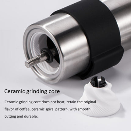 Portable Conical Burr Mill Manual Stainless Steel Hand Crank Coffee Bean Grinder with Silicone Ring, Capacity: 40g