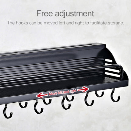 A Version 50cm 1 Cup  8 Hooks Kitchen Multi-function Wall-mounted Condiment Storage Rack