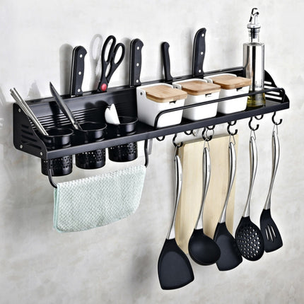 A Version 50cm 2 Cup 8 Hooks Kitchen Multi-function Wall-mounted Condiment Storage Rack