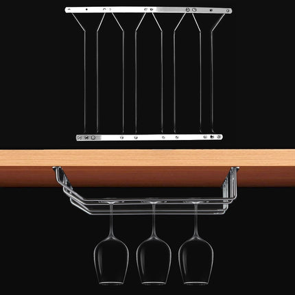 MICLAN Four Rows Stainless Steel Hanging Wine Glass Holder, Size: 34*38*43cm