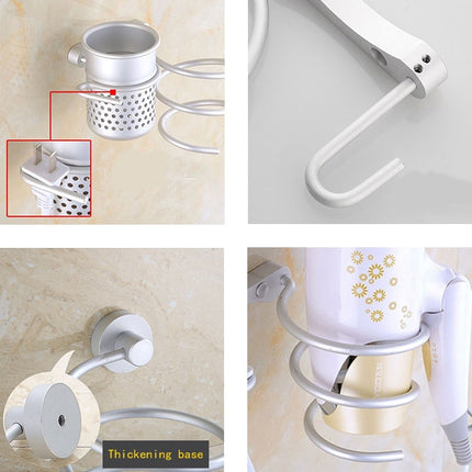 Hair Dryer Holder Wall Mount Hanging Rack Organizer Hook Spiral Bathroom Bracket, With Mesh Holder - DealBuddy