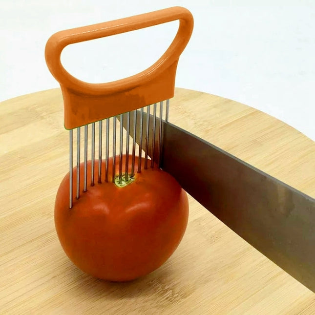 Stainless Steel Vegetable Onion Cutter Holder Meat Needle Kitchen Tools