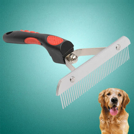 Big Dog Hair Combs Stainless Steel Pet Grooming Rake Comb Rubber Handle Hairdressing Brush Tool, Size: 17.0x16.0cm, Big Dog Hair Combs - DealBuddy