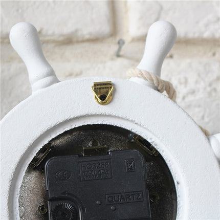 Wooden Helmsman Ship Wheel Shape Decorative Living Room Wall Clock, Size: 22*22*2.5cm