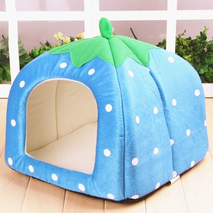 Strawberry Shaped Foldable Short Plush Pet House Nest, Size: M, Blue, Size M, Purple, Size M, Red, Size M, Pink, Size M