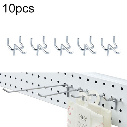 10pcs Supermarket Clothing Shop Pegboard Slat Wall Hook Shelf Hole Plate, Hole Pitch: 2.5cm, Length: 5cm, Wire Diameter: 3.3mm