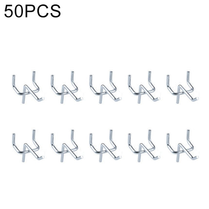 10pcs Supermarket Clothing Shop Pegboard Slat Wall Hook Shelf Hole Plate, Hole Pitch: 2.5cm, Length: 5cm, Wire Diameter: 3.3mm