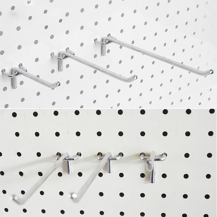 10pcs Supermarket Clothing Shop Pegboard Slat Wall Hook Shelf Hole Plate, Hole Pitch: 2.5cm, Length: 15cm, Wire Diameter: 3.3mm