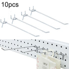 10pcs Supermarket Clothing Shop Pegboard Slat Wall Hook Shelf Hole Plate, Hole Pitch: 2.5cm, Length: 20cm, Wire Diameter: 3.3mm