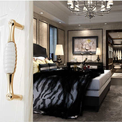 5027-128 Gold Imitated Zinc Alloy Ceramic Handle for Cabinet Wardrobe Drawer Door, Hole Spacing: 128mm, 5027-128 - DealBuddy