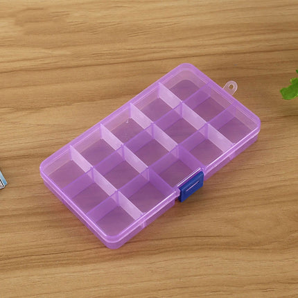 Removable Grid Plastic 15 Slots Box Organizer for Jewelry Earring Fishing Hook Small Accessories, 15 Slots (Baby Blue+Blue), 15 Slots (White+Blue), 15 Slots (White+Pink), 15 Slots (Purple+Blue) - DealBuddy