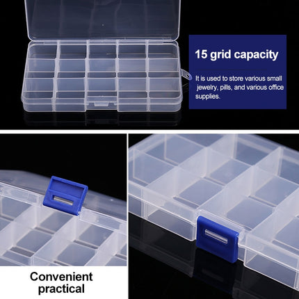 Removable Grid Plastic 15 Slots Box Organizer for Jewelry Earring Fishing Hook Small Accessories, 15 Slots (Baby Blue+Blue), 15 Slots (White+Blue), 15 Slots (White+Pink), 15 Slots (Purple+Blue) - DealBuddy