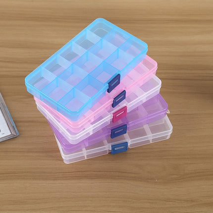 Removable Grid Plastic 15 Slots Box Organizer for Jewelry Earring Fishing Hook Small Accessories, 15 Slots (Baby Blue+Blue), 15 Slots (White+Blue), 15 Slots (White+Pink), 15 Slots (Purple+Blue) - DealBuddy