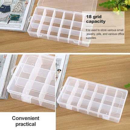 Plastic Organizer Container Storage Box 18 Slots Removable Grid Compartment for Jewelry Earring Fishing Hook Small Accessories