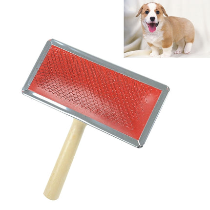 Soft Curve Needled Manual Bristles Grooming Cleaning Brush with Wood Handle for Pet,  Size: L, Random Color Delivery, Size: L - DealBuddy