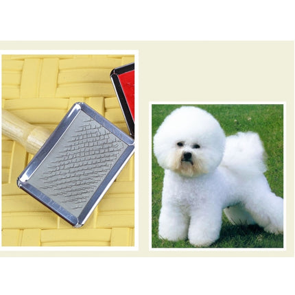 Soft Curve Needled Manual Bristles Grooming Cleaning Brush with Wood Handle for Pet,  Size: L, Random Color Delivery, Size: L - DealBuddy