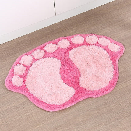 1390 Foot-shaped Non Slip Shaggy Soft Water Absorption Bedroom Bathroom Carpet Mat