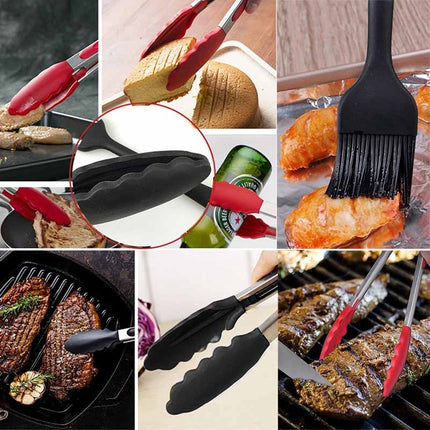 12 inch Silicone Non-slip Food Bread Barbecue BBQ Clip Tongs Kitchen Tools