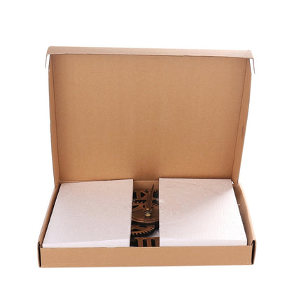 Retro Wooden Round Single-sided Gear Clock Rome Number Wall Clock, Diameter: 35cm