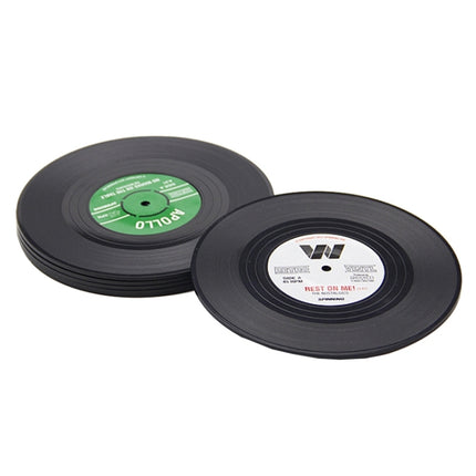 6 PCS/Set Retro Black Vinyl CD Record Drink Coasters Home Table Cup Mat Decor Coffee Drink Placemat Tableware Spinning, Diameter: 10.7cm