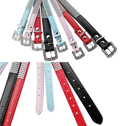 Rhinestone PU Soft Breathable Dog Harness Pet Vest Dog Chest Strap Leash Dog Collar, Size: M - DealBuddy
